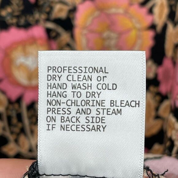 Jones New York Split V-Neck Button Front Blouse Floral Women 1X Black Pink Tan - Picture 8 of 8